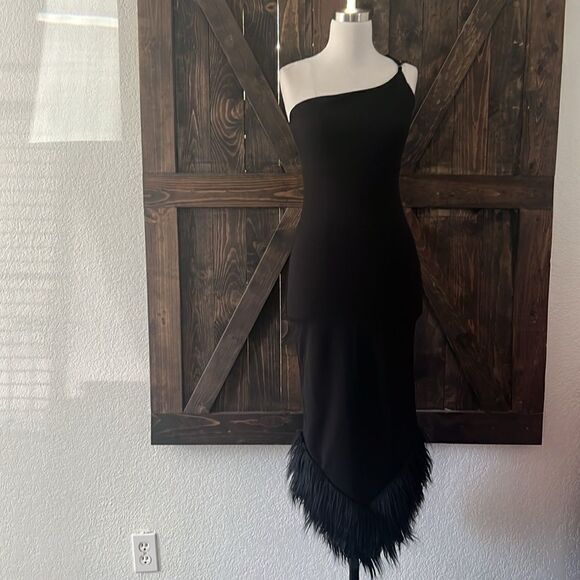 Sexy One Shouder Asymmetrical  RUFFLE MY FEATHERS DRESS - Picture 3 of 15